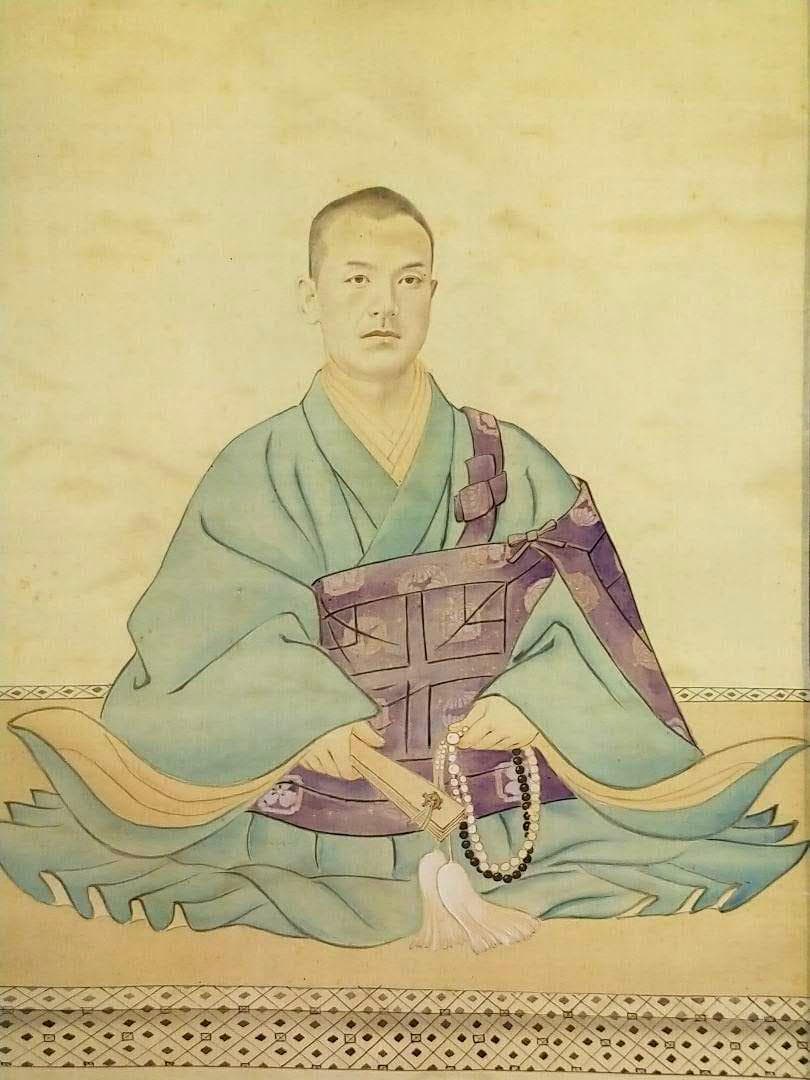 掛軸了見寺拾壱世肖像画桐箱付き掛け軸骨董品