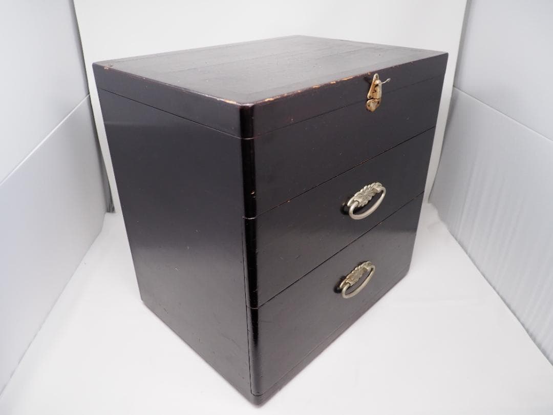 鏡台　鏡付き　引き出し　チェスト　小物入れ　黒漆 チェスト「ノワール 45-5 」幅45cm マホガニー材 | 【公式】大塚家具