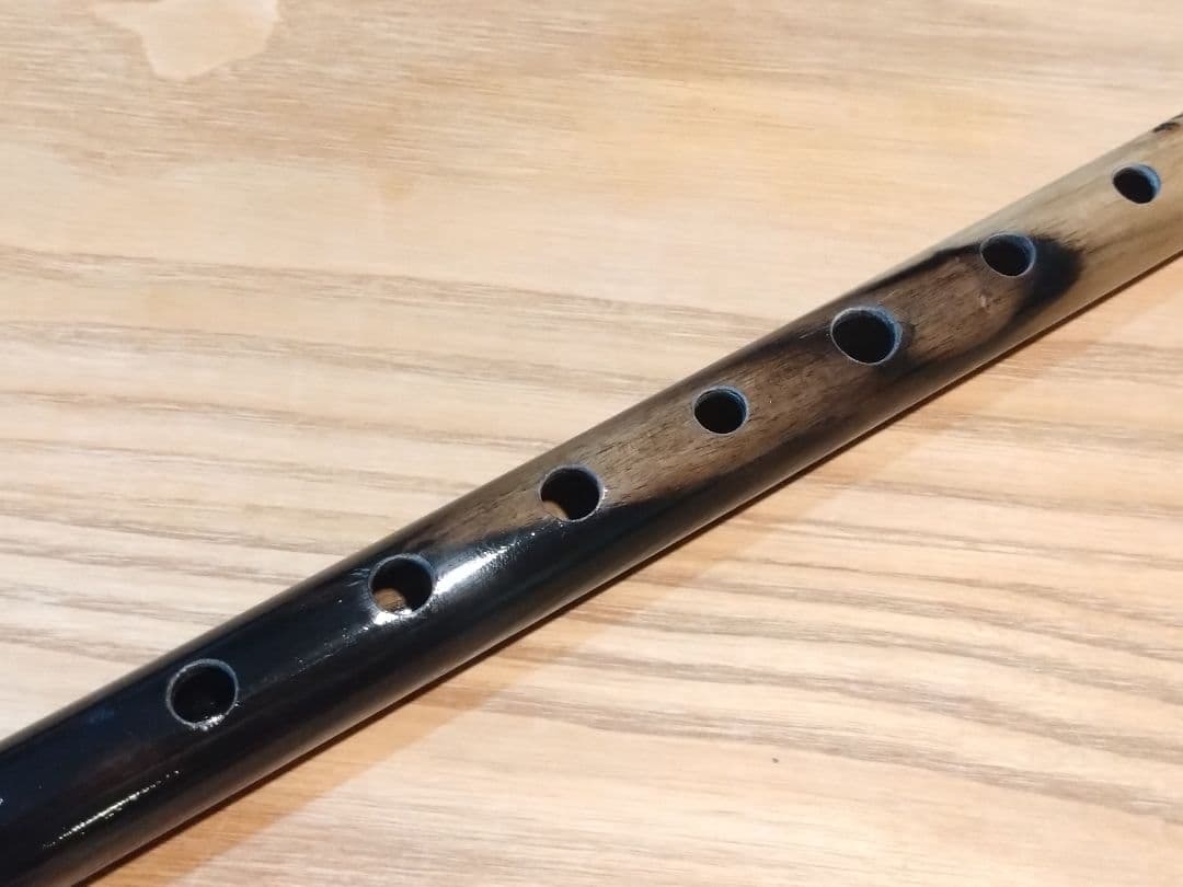 ハンドメイド品】黒柿 笛 横笛 和楽器 6本調子 ドレミ調 一点物 未使用