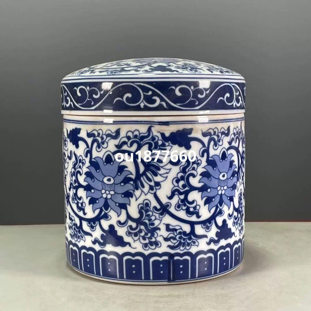 清乾隆鯖花卉図紋蓋缶 景徳鎮 陶磁器 装飾品 現代工芸品美術品 置物 清乾隆青花纏枝蓮紋将軍缶蓋缶 景徳鎮 陶磁器 装飾品 現代工芸品 美術