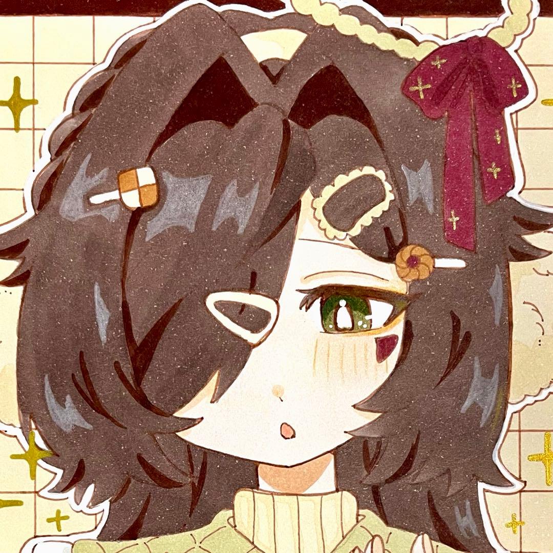 小色紙】 オリジナル手描きイラスト アナログ 女の子 - メルカリ