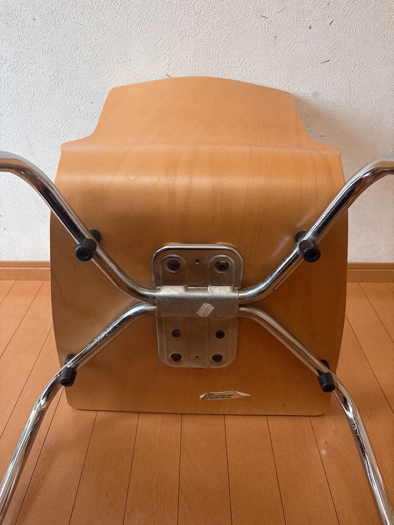 IKEA contract stackingchairplywoodchrome - メルカリ