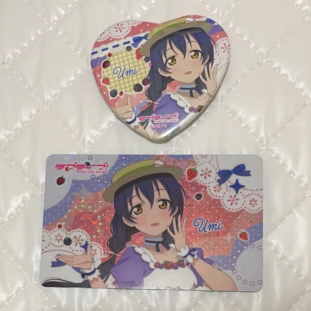 ラブライブ μ's 園田海未 お台場 THEキャラカフェ 缶バッジ カード
