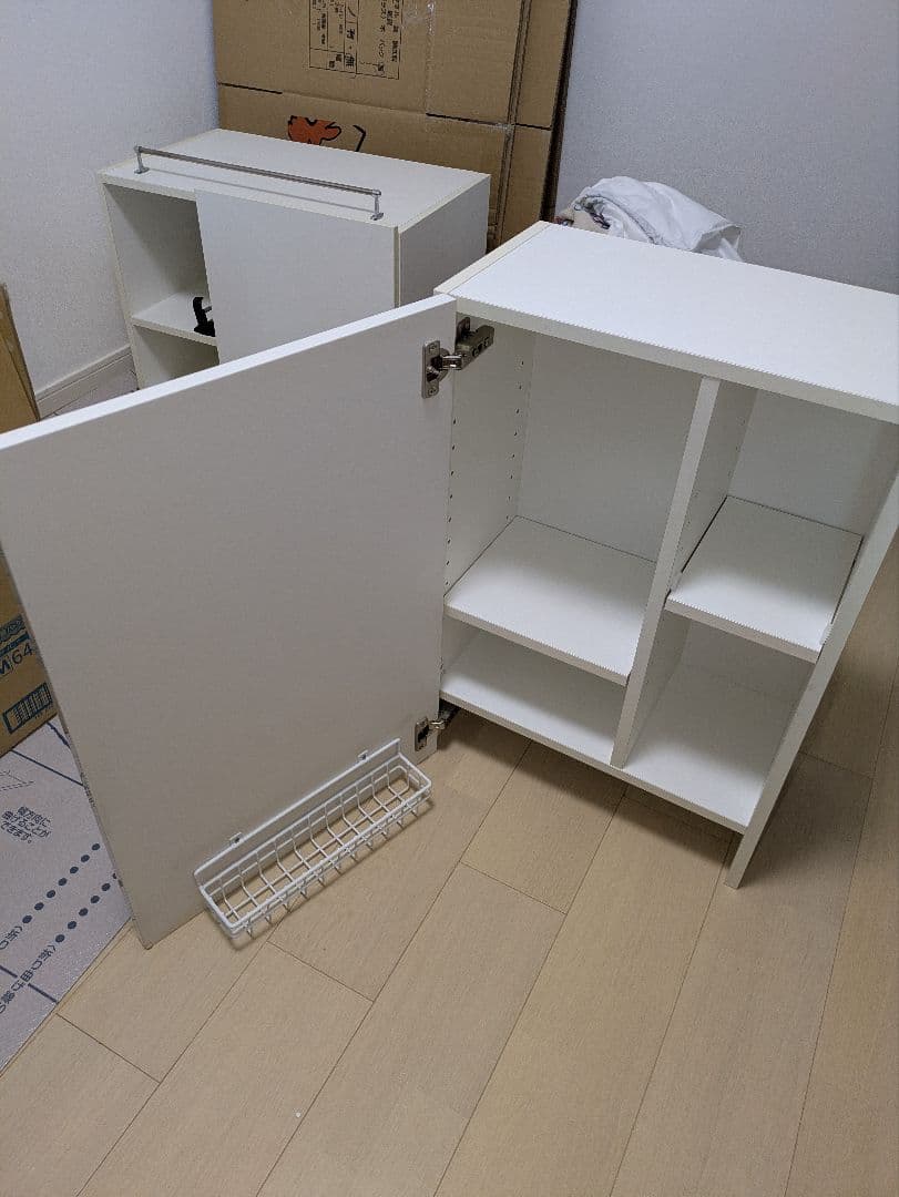 ホワイト木製ラック 吊戸棚 可動棚 吊戸棚 収納 幅65cm キッチン 吊戸棚ボックス 吊り戸棚 ストッカー 棚