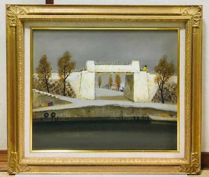 河畔風景　油絵　F8（455×380mm） 楽天市場】油彩画 木村由記夫 「忍野富士に桜」 F10号 額付き 油絵