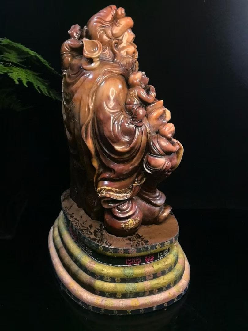天師鍾馗の印鑑・寿山石极品月尾紫彫り｜宗教美術｜吴昌碩作款｜細密彫