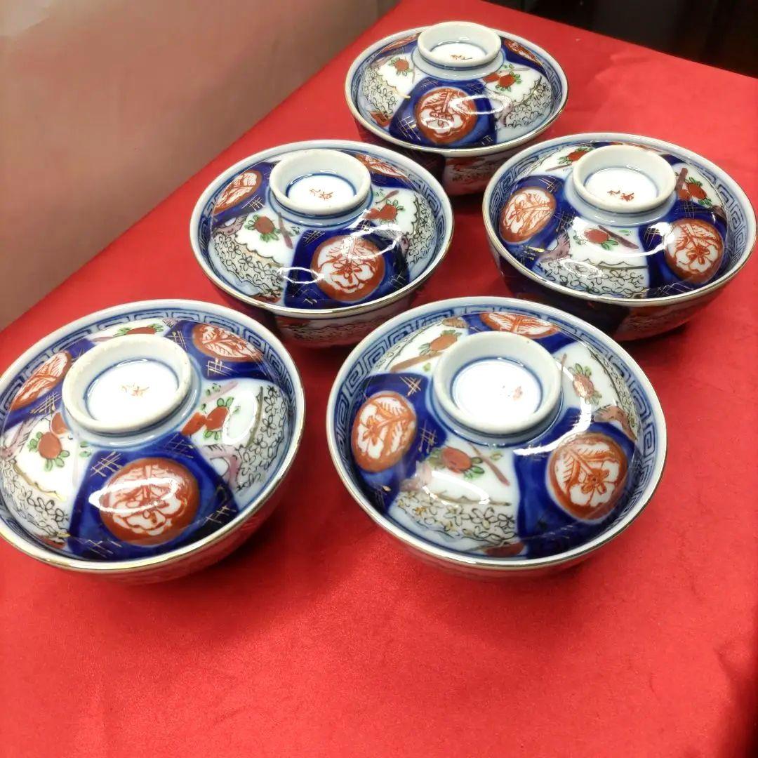 九谷焼 古九谷 金彩 蓋付碗 煮物椀 汁椀 飯碗 5客セット - メルカリ