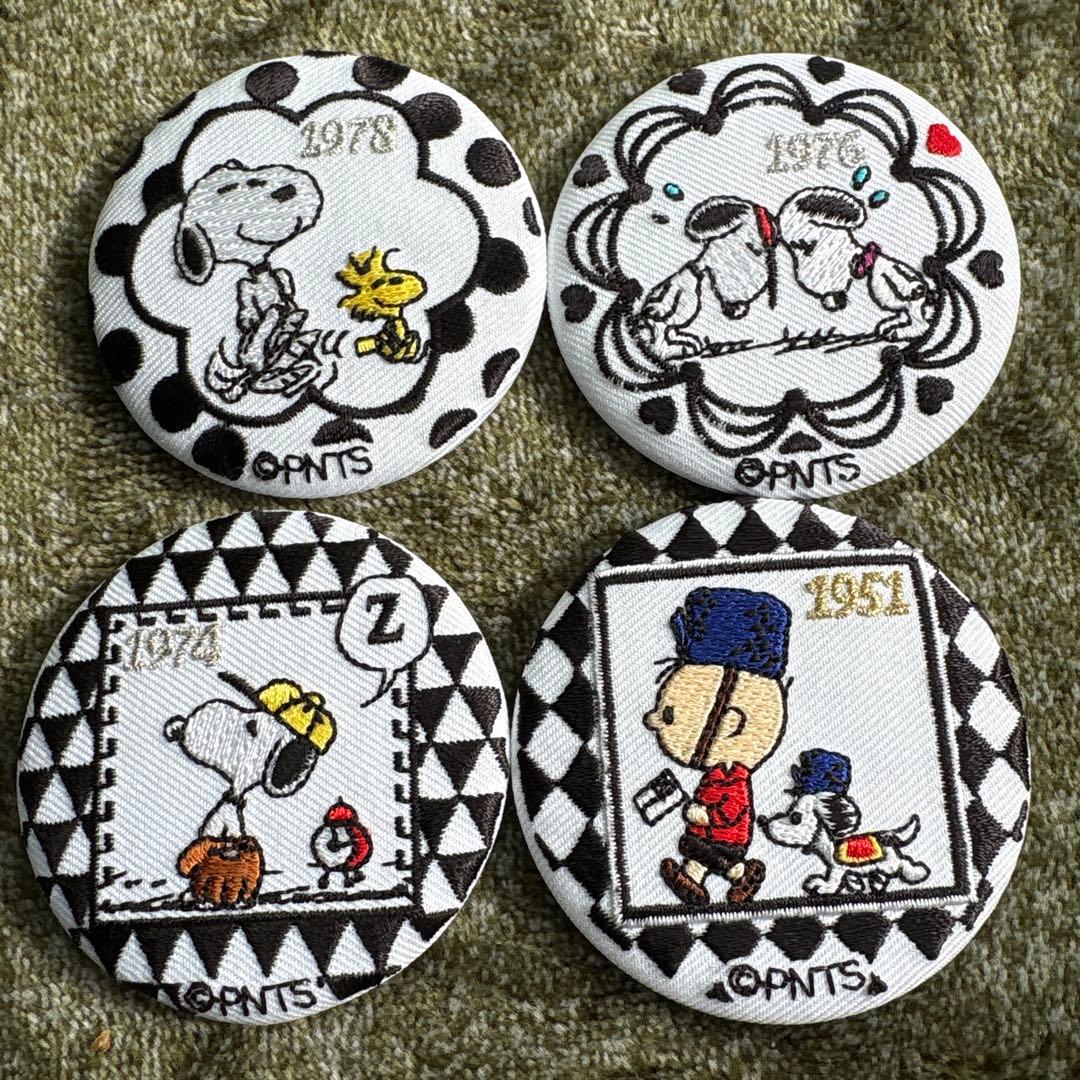 スヌーピー 刺繍 缶バッジ 4個セット - メルカリ