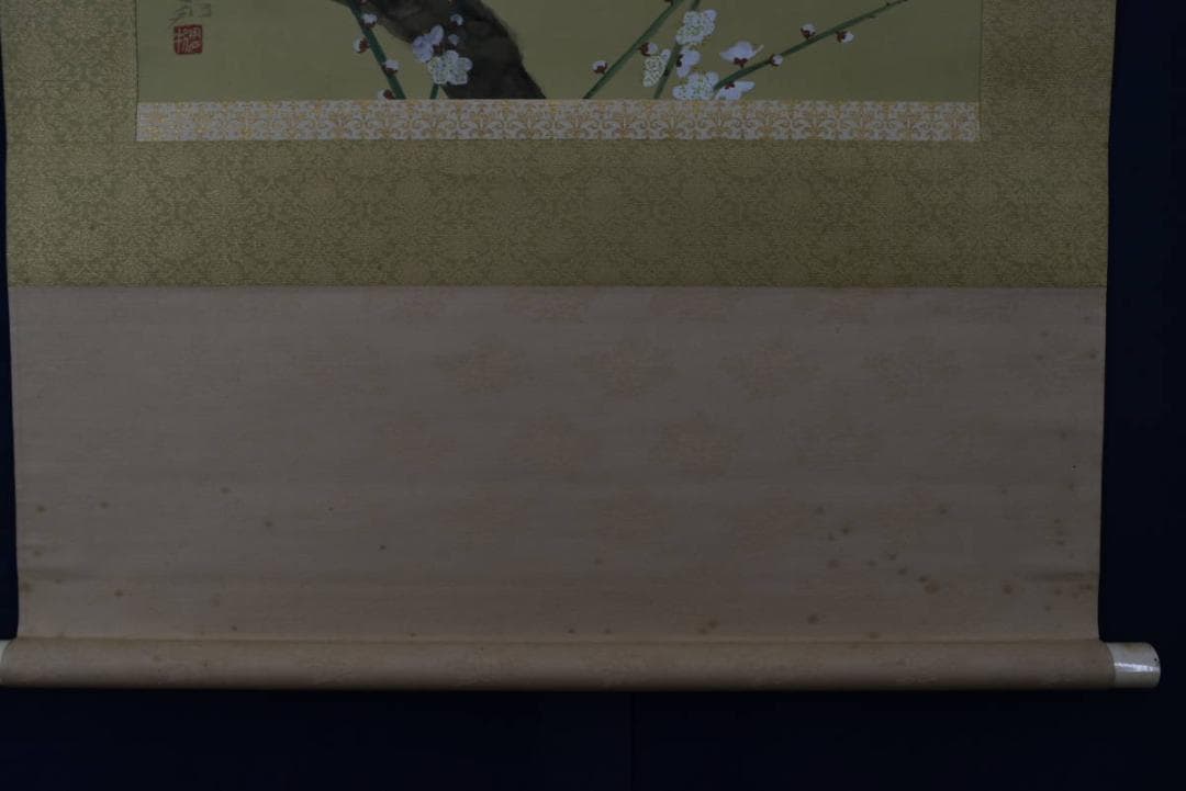 真作】川村憲邦/白梅小禽図/掛軸/名家伝来/AA-33