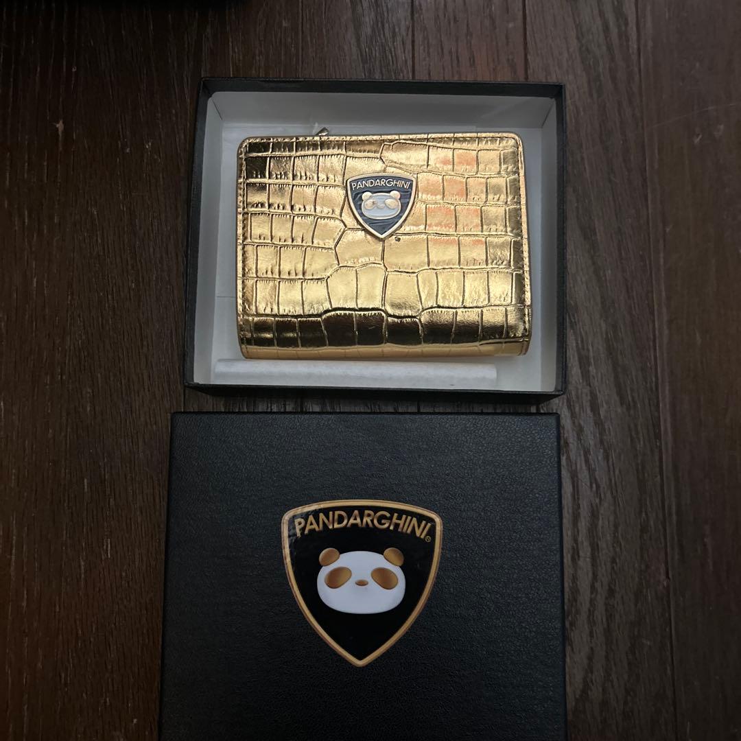 ⭐️PANDARGHINI ゴールド クロコ調ミニウォレット⭐️ sankyo shokai（三京商会） クロコダイル ミニ財布 メンズ