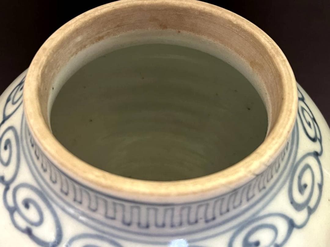 壷□李朝 染付 花蝶唐草紋 青華 古玩 唐物 花瓶