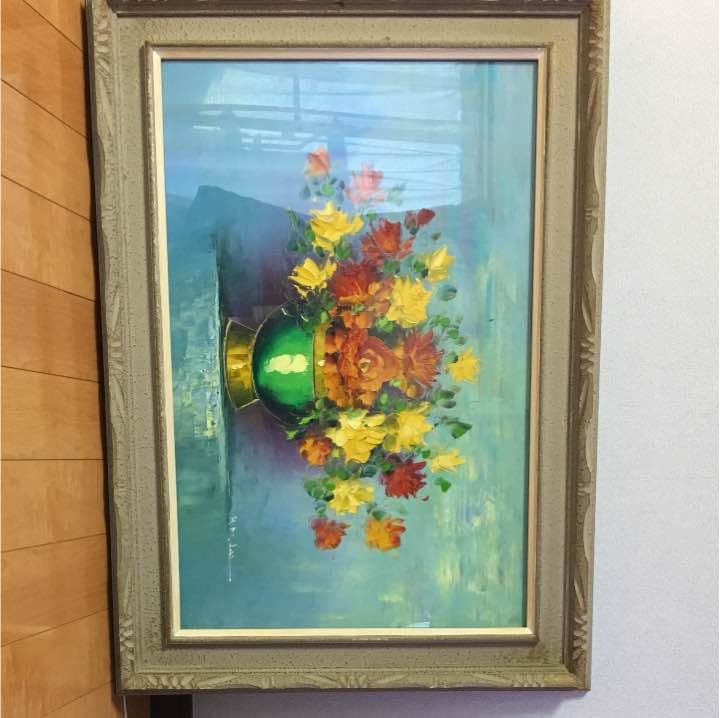 油絵・絵画額『花と花瓶』H.M.Lee李賢美 - メルカリ