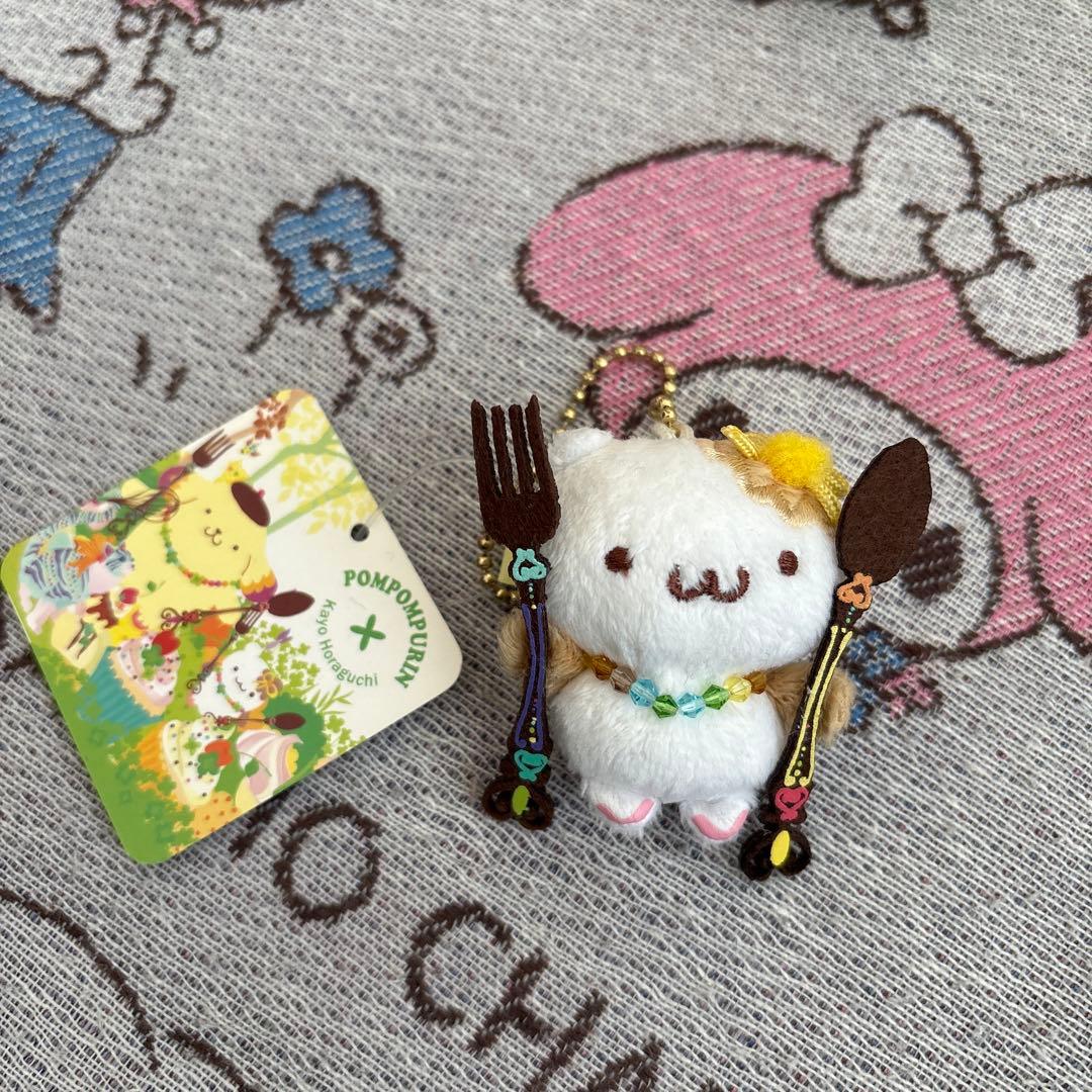 ポムポムプリンコラボマスコット　マフィン ポムポムプリン ぬいぐるみ（プリンとマフィンなかよしタイム