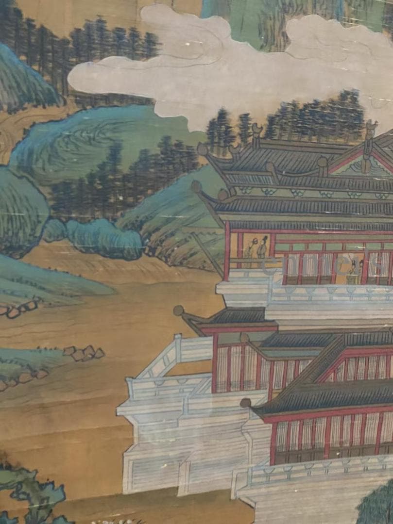 中国古美術 宋代王希孟款 山水図 掛軸 絹本 肉筆 唐物 古画 書道