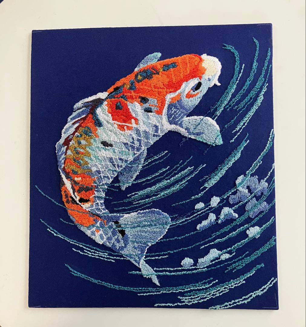文化刺繍作品 錦鯉 - メルカリ