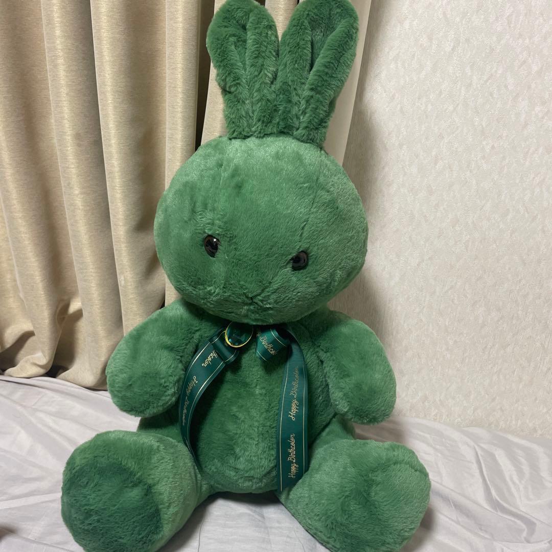 可愛い うさぎぬいぐるみ テディベア グリーン パステルカラー 5月