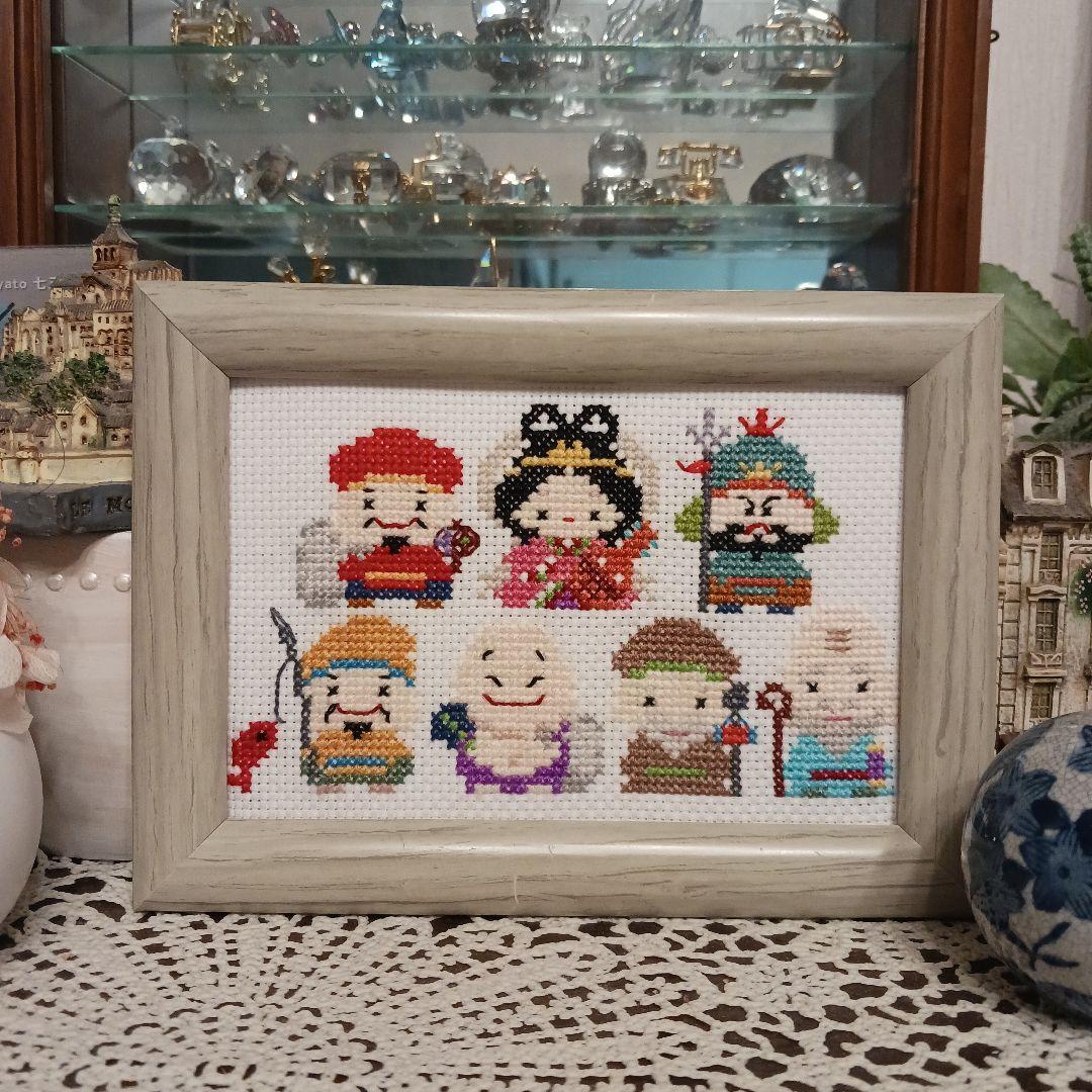 七福神 刺繍 クロスステッチ 完成品 - メルカリ