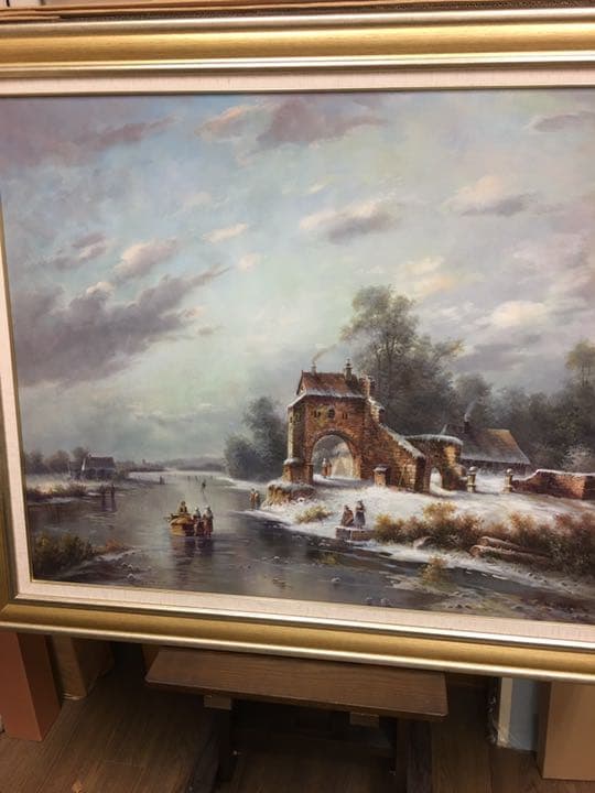 油絵  手描き 作品肉筆画 スーパーロング超大型サイズ油絵手がき 伊東拓実 「 猫のいる階段 」 油絵 油彩画 F4 ( 4号 ) 絵画 洋画 肉筆