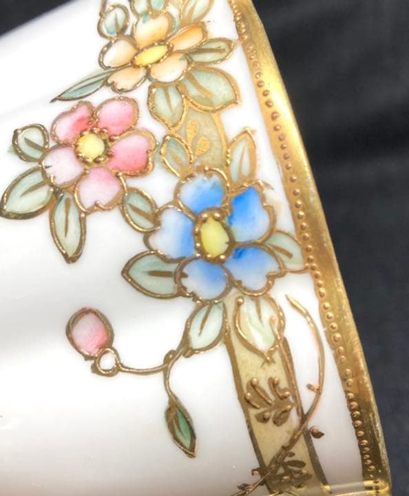 オールドノリタケ 金盛り花柄トリオ 明治 - メルカリ