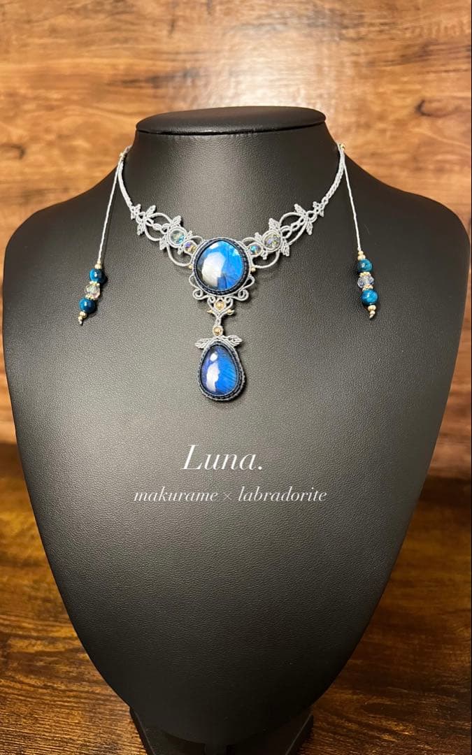 【handmade_Luna.】マクラメ× ラブラドライト ネックレス ラブラドライト ムーンストーン マクラメネックレス | Handmade shop