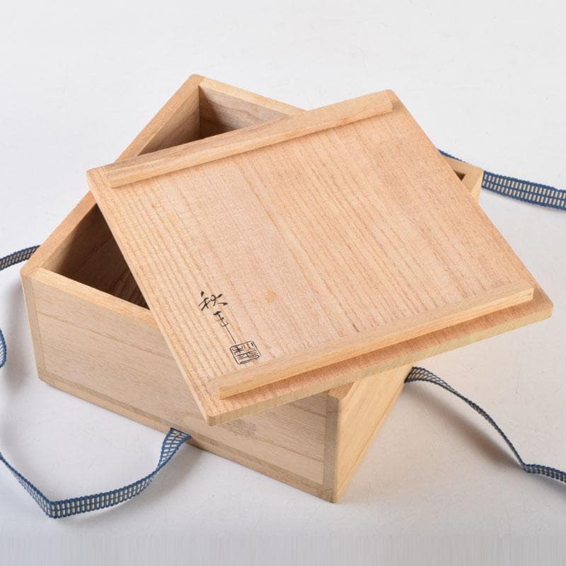 茶道具 山中漆器 挽物師 平田秋平作 欅変り筋 菓子鉢 共布共箱
