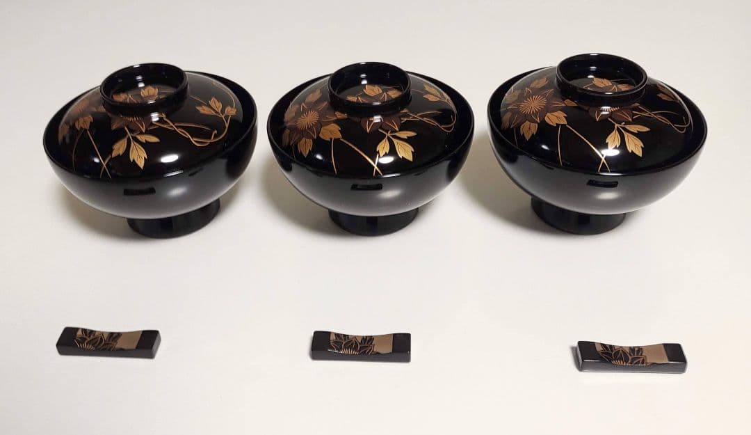 輪島塗 鉄仙蒔絵 おもてなし揃 3客セット - メルカリ