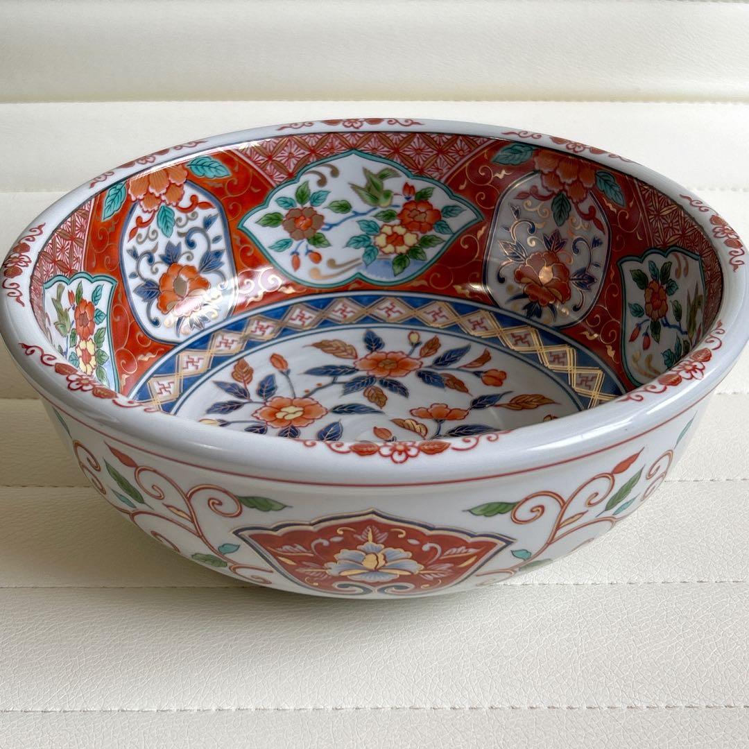 前畑陶器 庫山窯 金彩赤絵牡丹文 盛鉢 大鉢 菓子鉢 深鉢 丼鉢 古伊万里