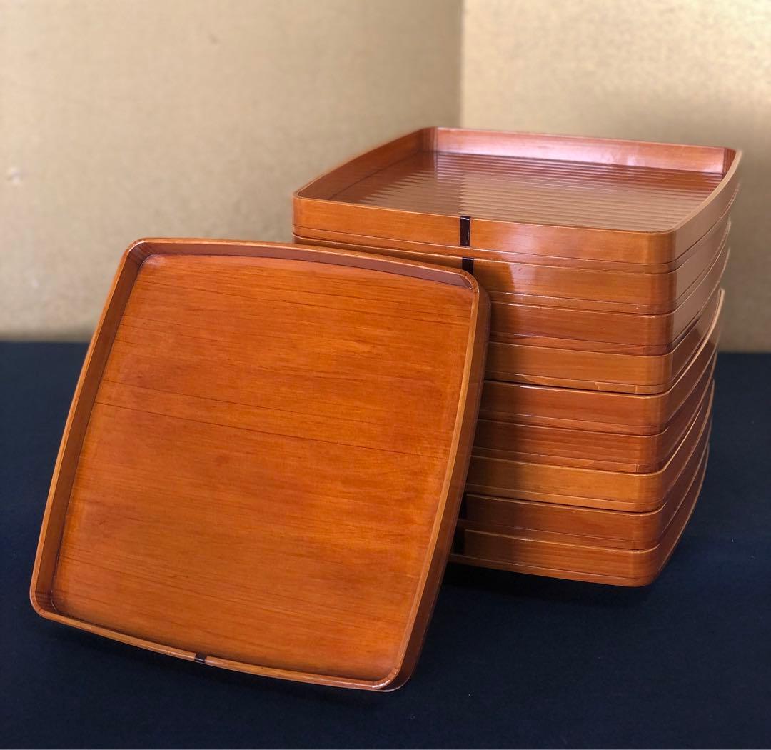 《R》飛騨春慶塗 吸物膳10客 小膳 木製漆器 木箱　260203く4
