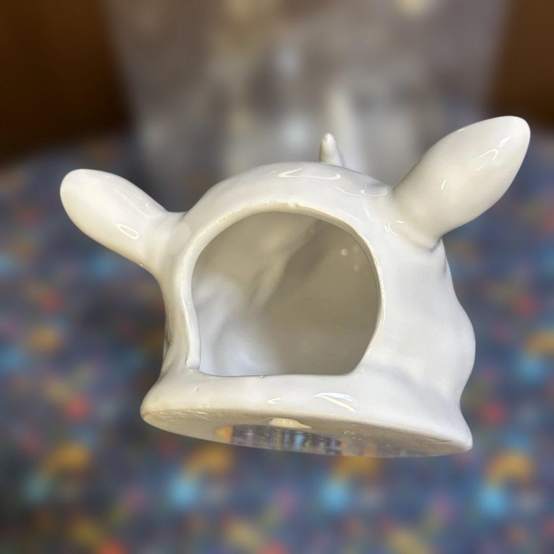 レアデンマークpotteskjulerアニマルヘッド サイの壁掛けポット白陶磁器