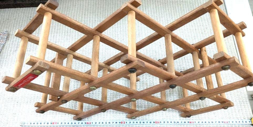 木製格子ラック 伸ばした時約60cm ワインケース 瓶ケース