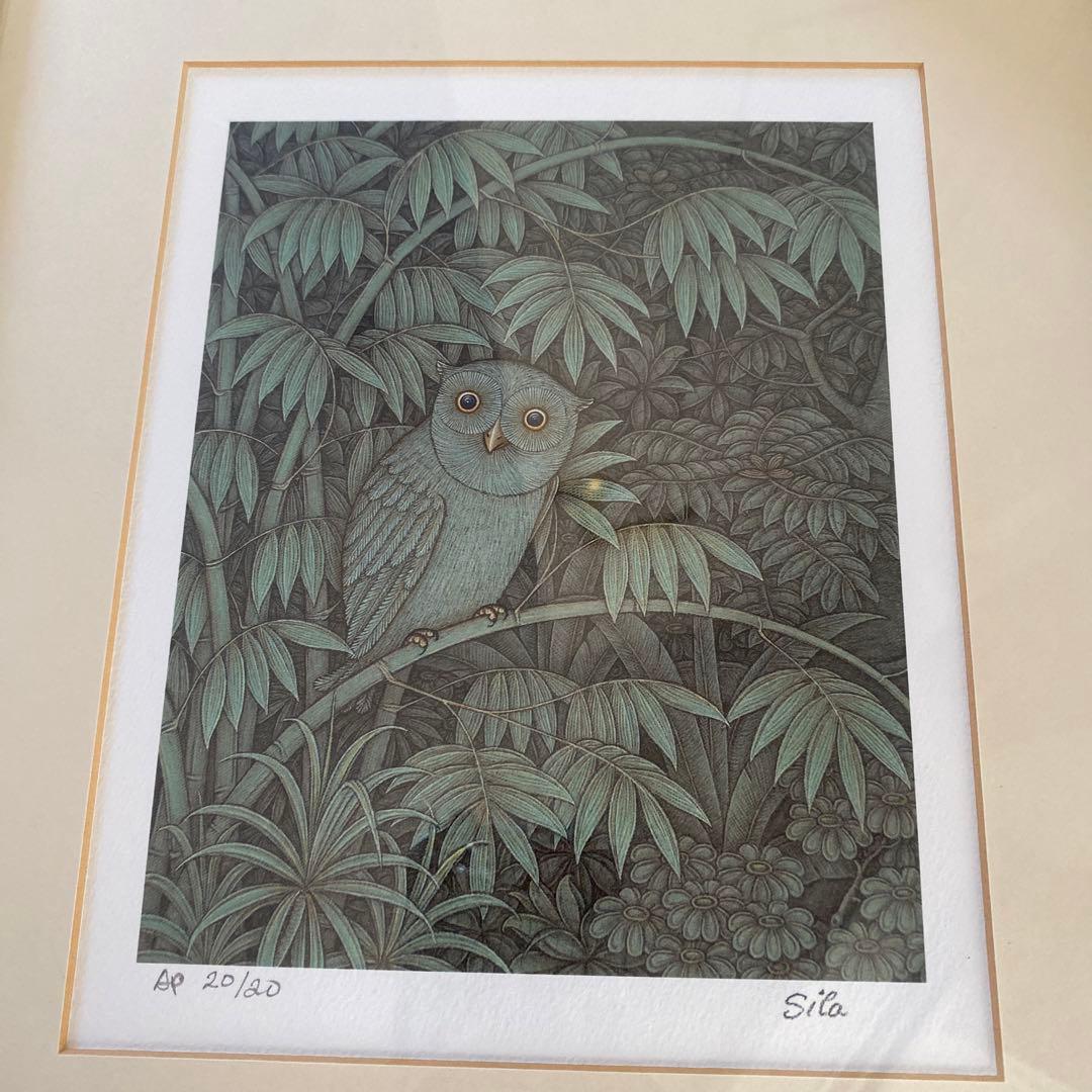 バリ ワヤンシーラ氏版画 AP サイン入りOwl House - メルカリ