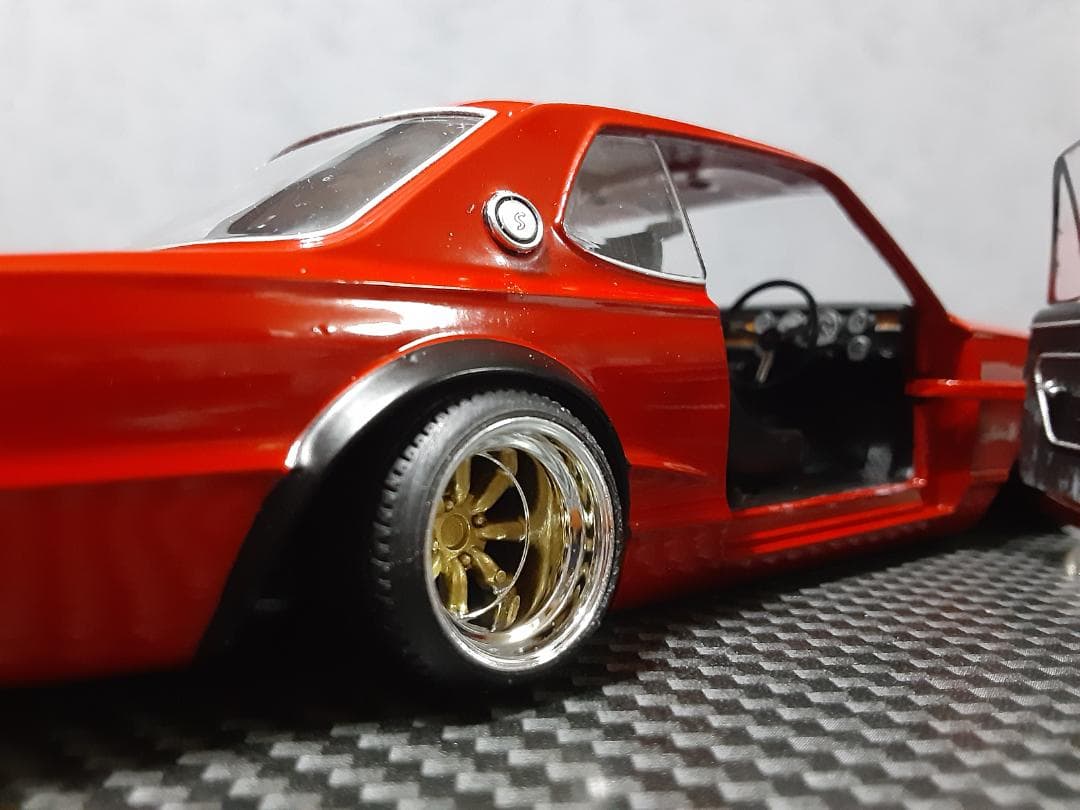 Hachette 1/24 日産 箱スカ GT-R 赤 カスタム改 ワタナベ金 - メルカリ