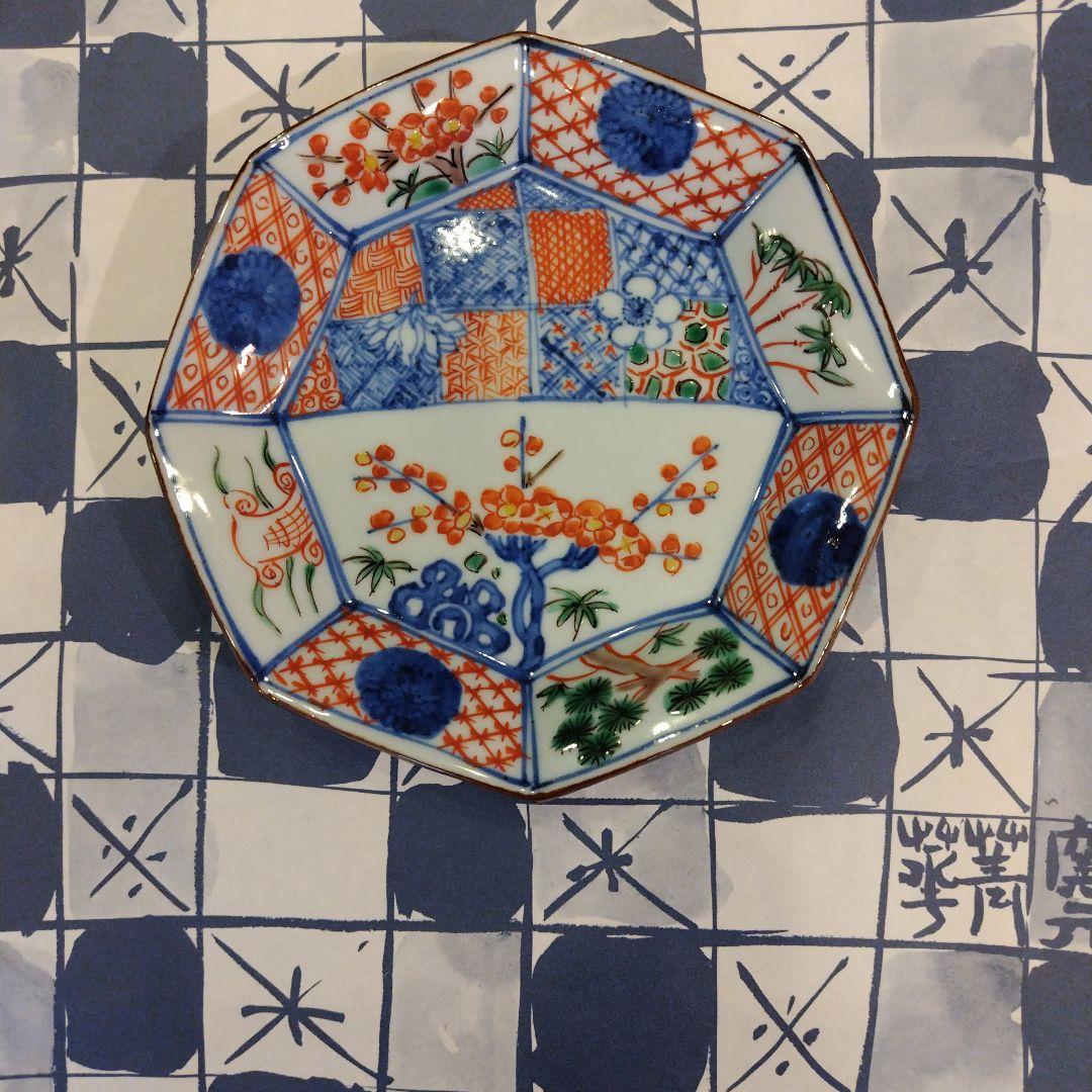 四代目須田菁華 祥瑞八角松竹梅皿1枚