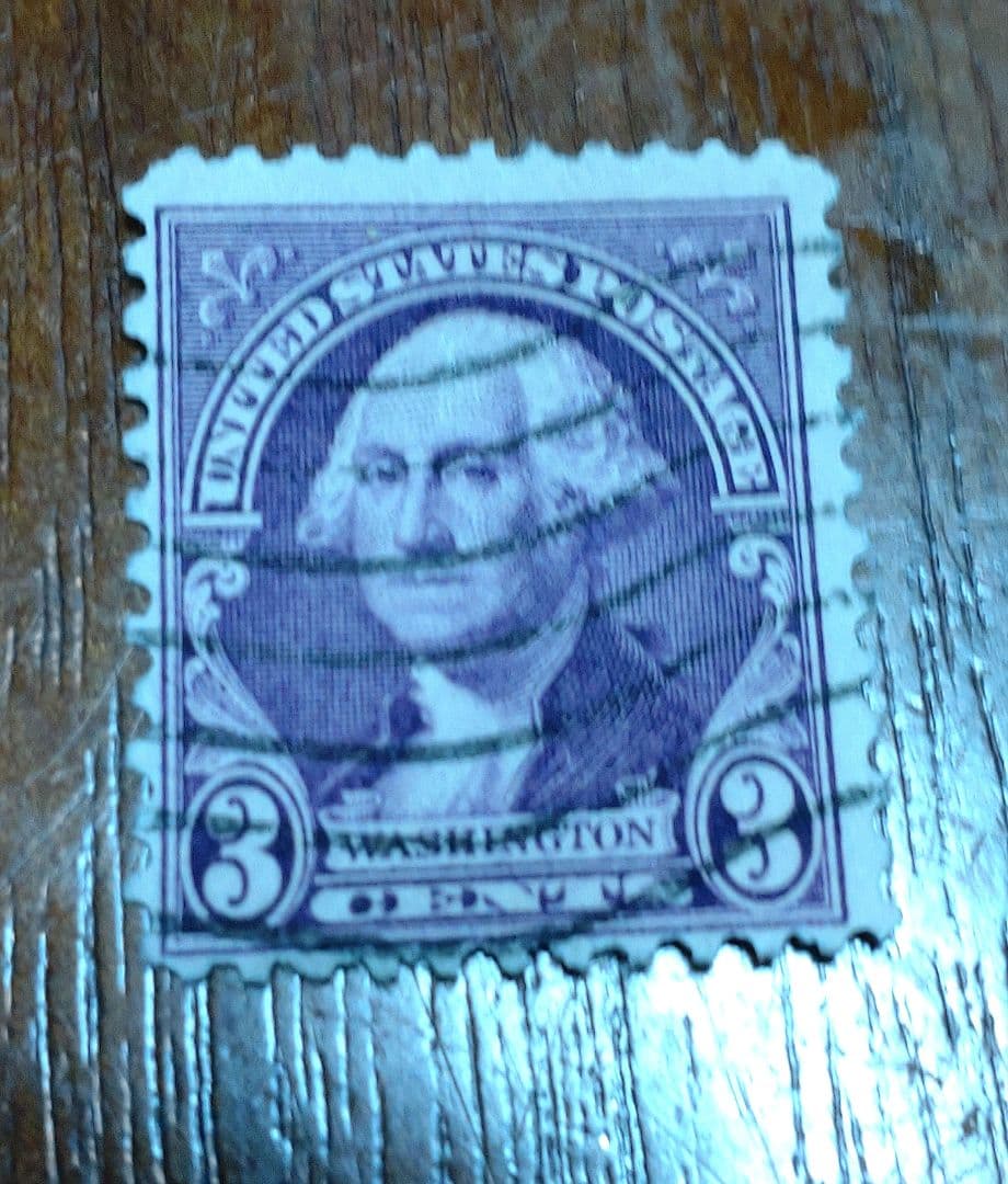 アメリカジョージ・ワシントン3セント使用済切手パープル／バイオレット George Washington 3 Cent Stamp In Used Us Stamps (1901-Now) for
