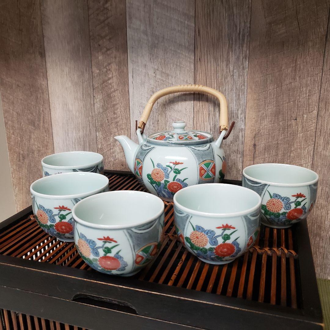6点セット】有田焼/西峰作/茶器セット/湯呑み5客/急須/裏印入り