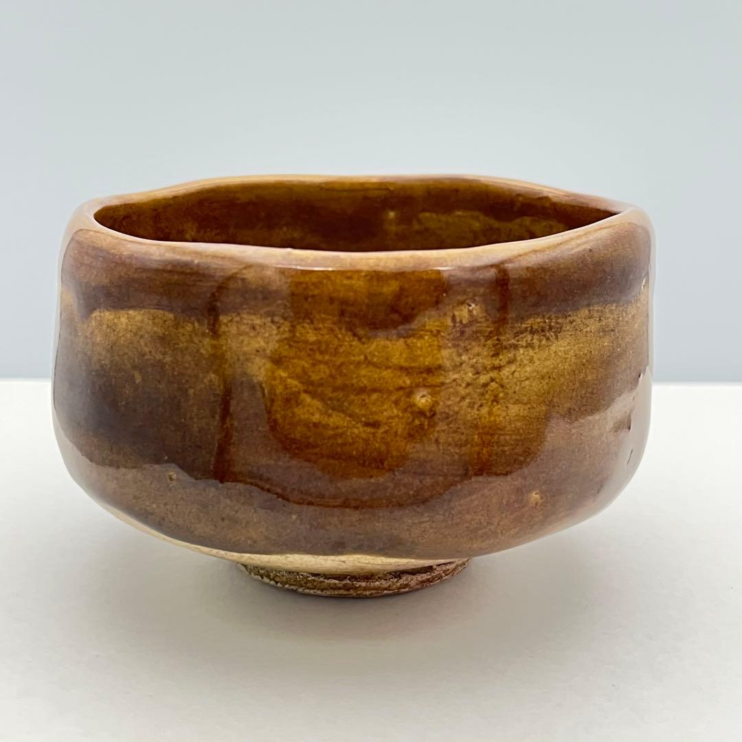 大樋焼 年郎 茶碗 茶道具 半筒茶碗 飴色 飴釉 抹茶 抹茶椀 10.5