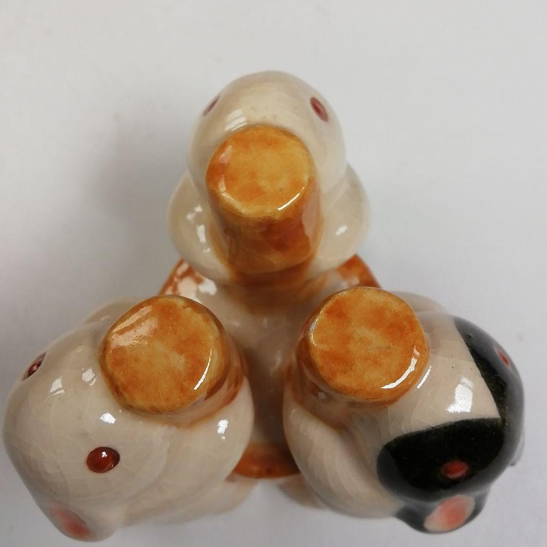 T749 蓋置 『三ツ兎 蓋置』『伊東桂楽 造』 共箱 茶道具