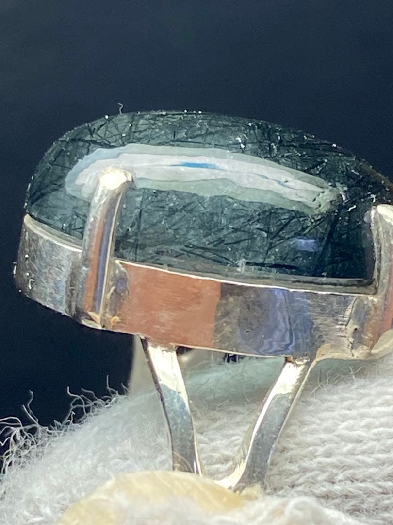 ブルー ザギマウンテンクォーツ ザギ水晶 指輪 19号 エジリン シルバー