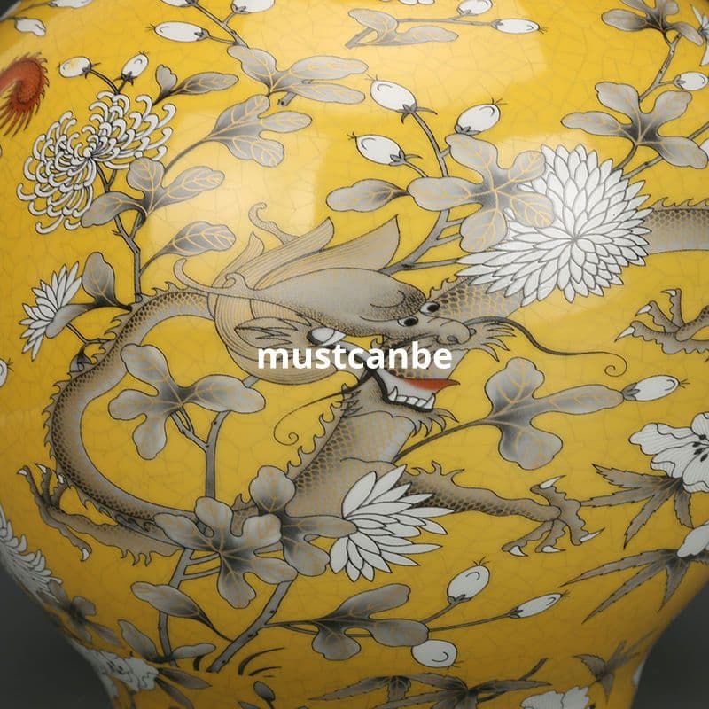 清光緒粉彩竜紋賞瓶 景徳鎮 陶磁器 装飾品 現代工芸