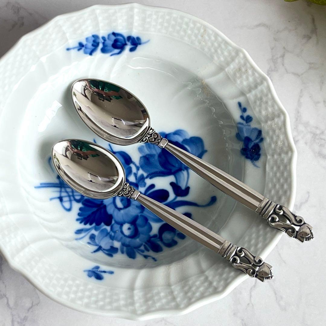 【未使用】ジョージジェンセン エコーン コーヒー&ティースプーン2本組 925S ACORN コーヒースプーン I Georg Jensen