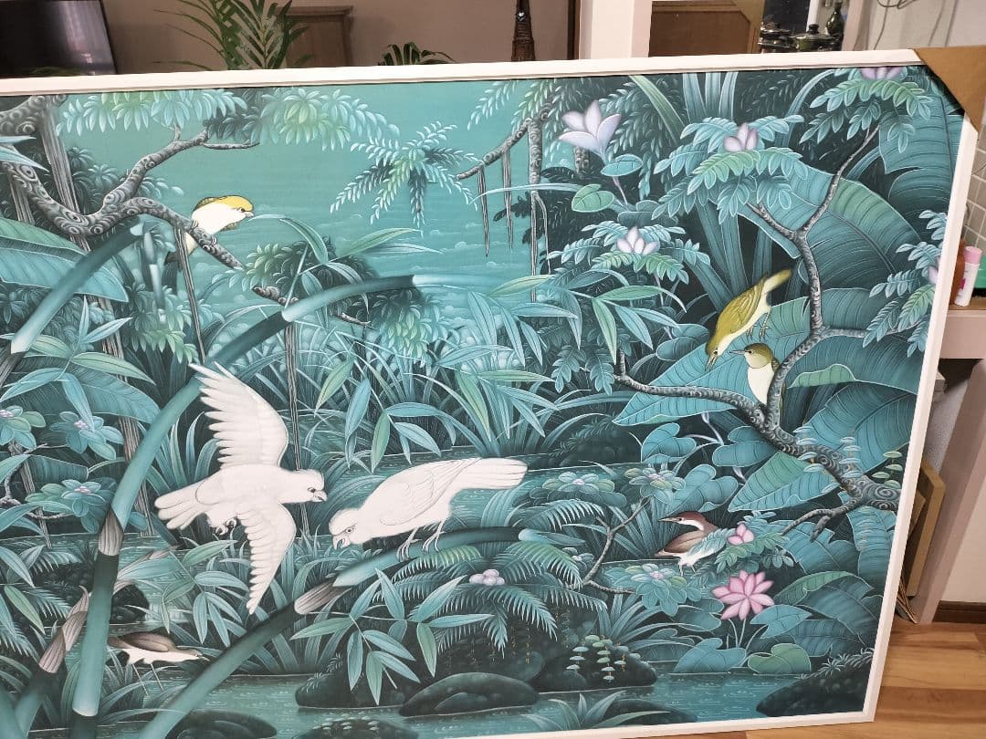 名古屋引取限定!見学可！部屋で森林浴♡1.2×1.8m 大型バリ絵画