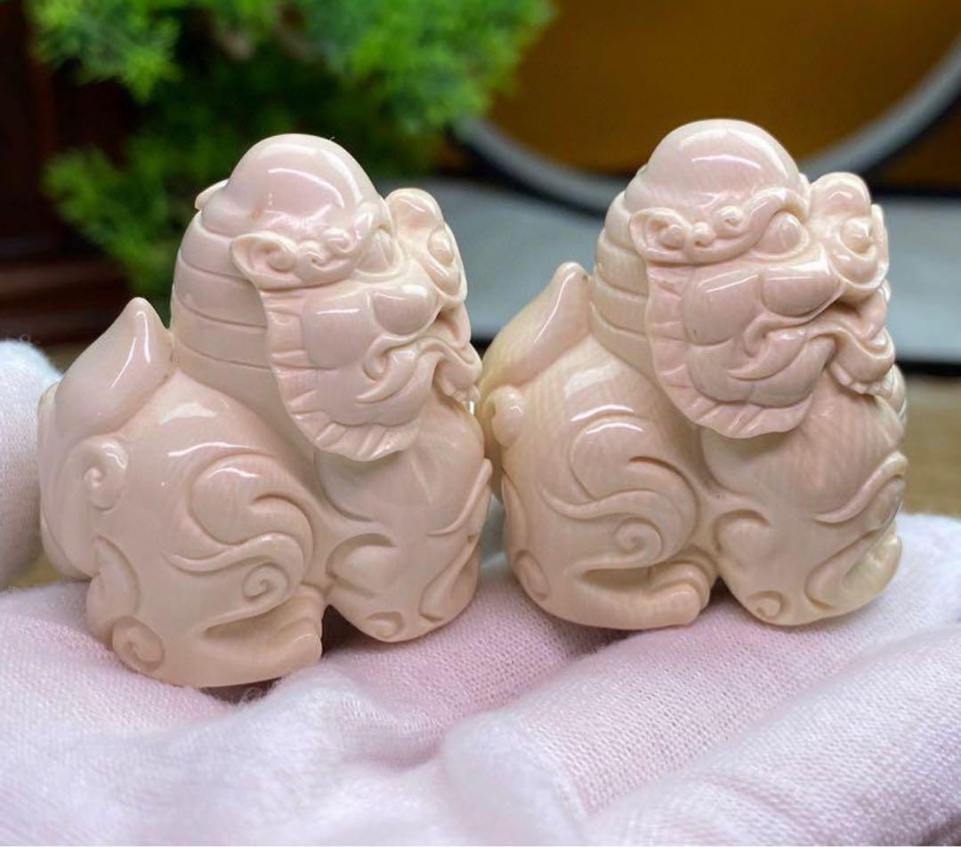 天然マンモス牙精巧な手作り彫刻金運を招く貔貅 置物 - メルカリ