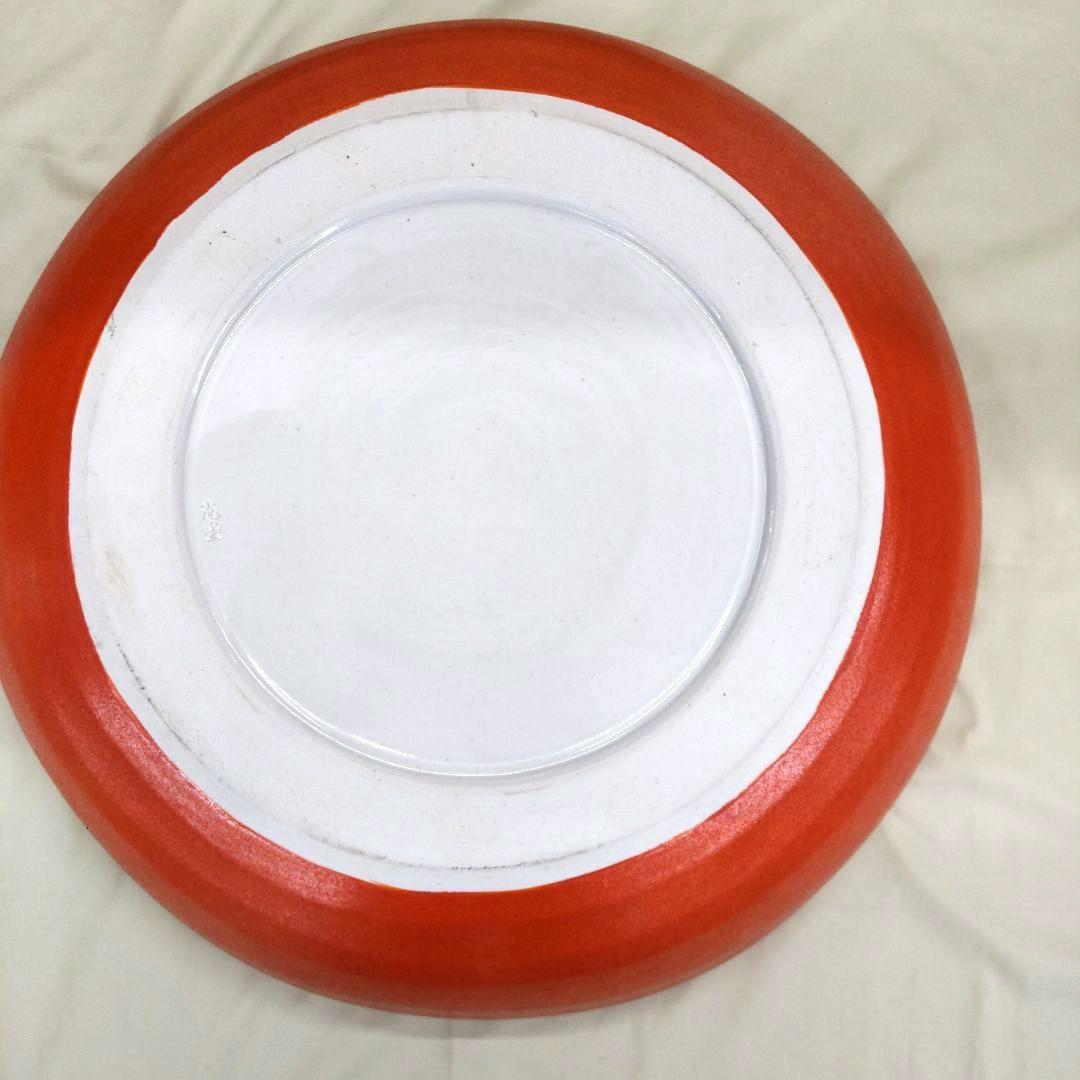 花堂作☆朱水盤 清水焼 花器 陶器 生け花 40cm