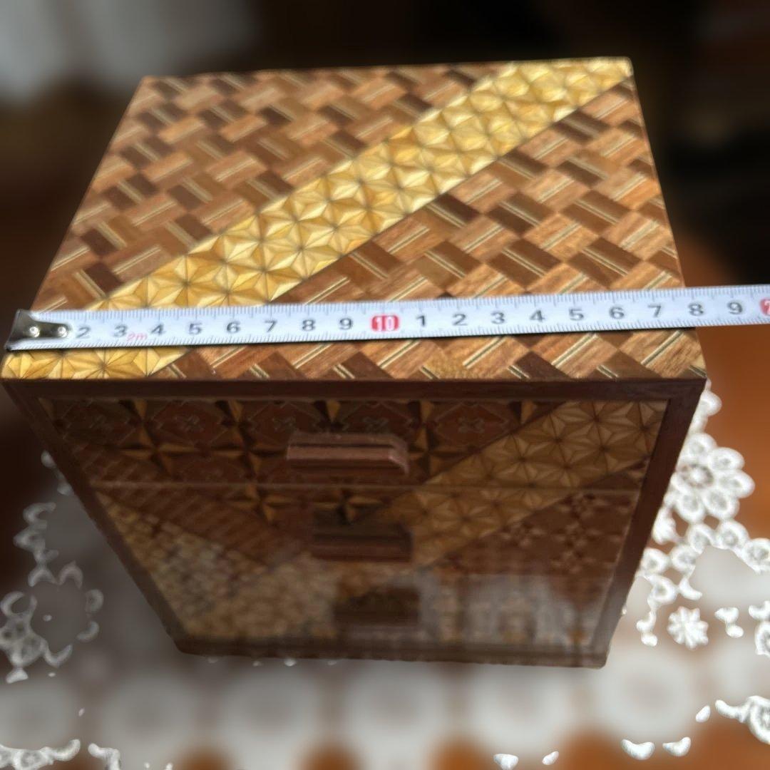 美品】箱根寄木細工 三段小引き出し 伝統工芸 幾何学文様 木工芸