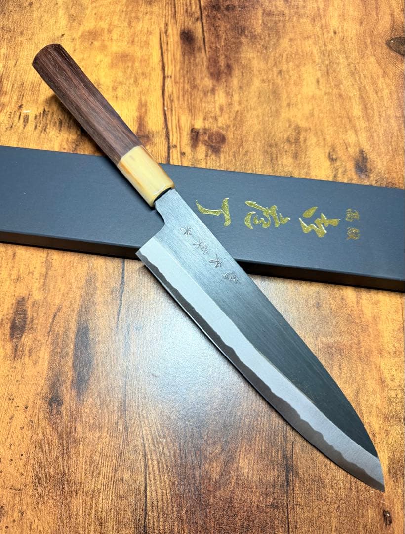 森本光一作 蛸引 先丸 白一鋼 尺 紫檀白水牛八角柄