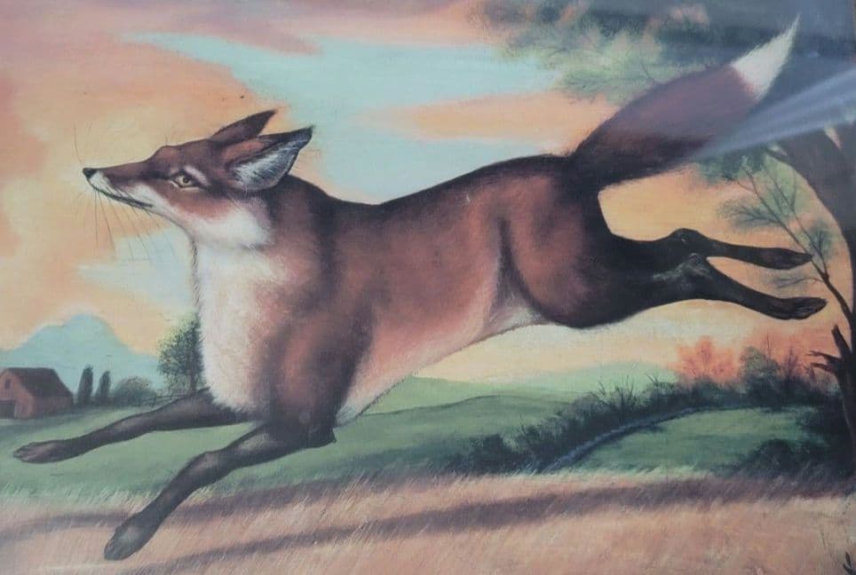 D. Lacey-Derstine、D レイシー ダースティン きつねの絵 DONNA LACEY DERSTINE Framed FOX Lithograph Print - Running FOX