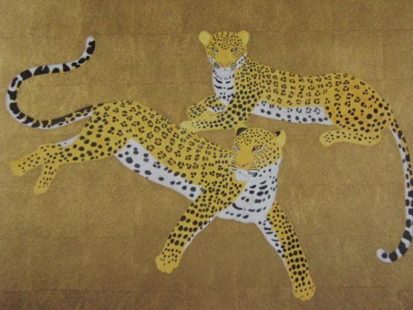 河嶋淳司、【豹 デュエットIII】、希少な額装用画集より、状態良好