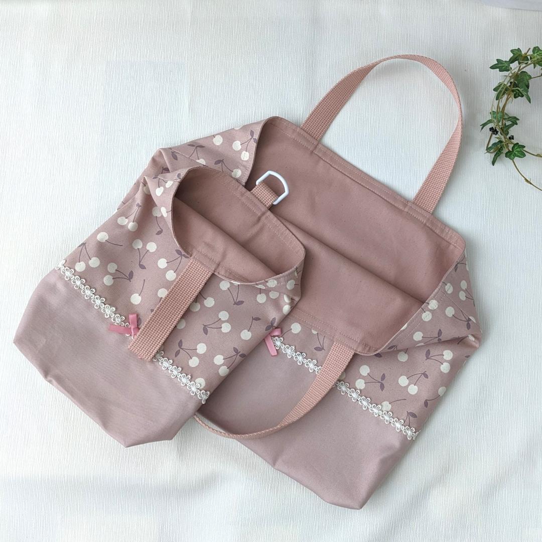 バラ売り販売】チェリーピンク×くすみピンク お花のレースが可愛い入園