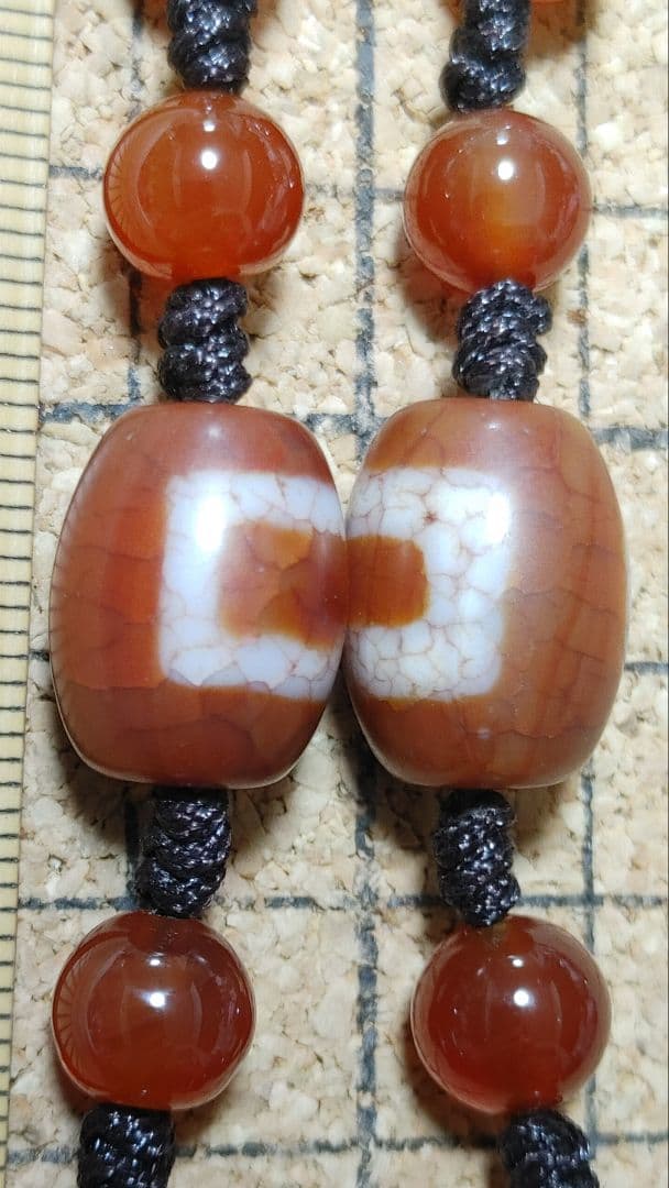 上肯西蔵紅玉髄龍紋天珠チベット直送、金剛七眼天珠