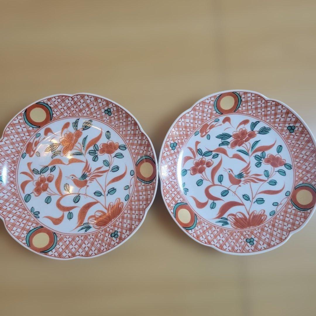 たち吉 呉須赤絵 花鳥金彩皿 5枚セット 古伊万里 和皿 色絵 中皿